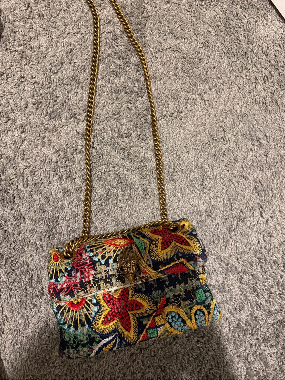 Kurt Geiger Multicolor Embroidered Floral Chain Crossbody Bag